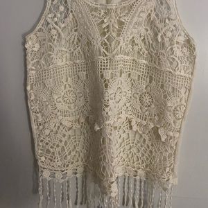 NOBO sleeveless shirt. Laced front and fringe